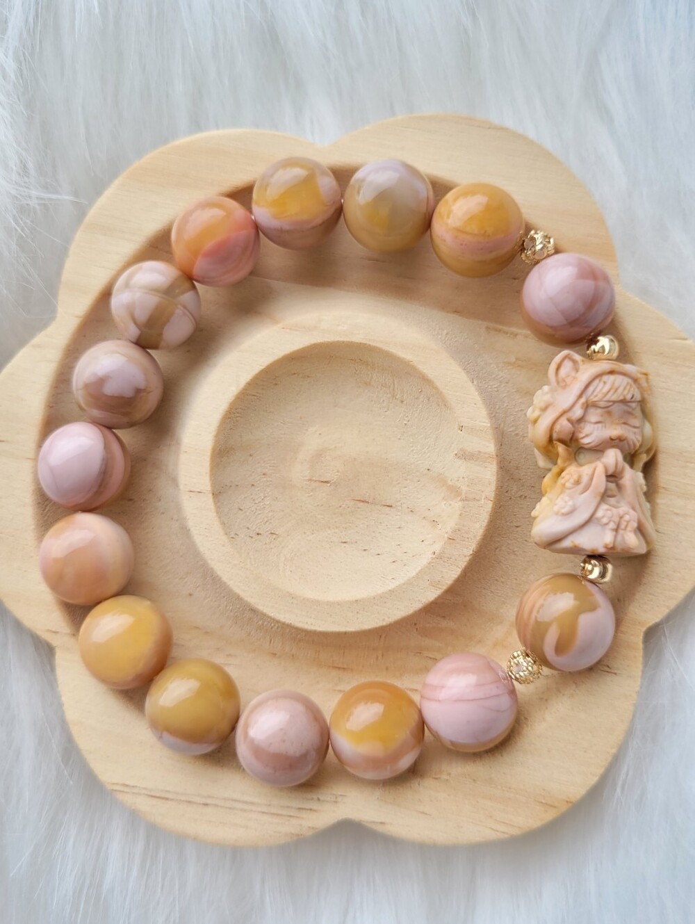 Alashan Agate Pink Mango Bracelet